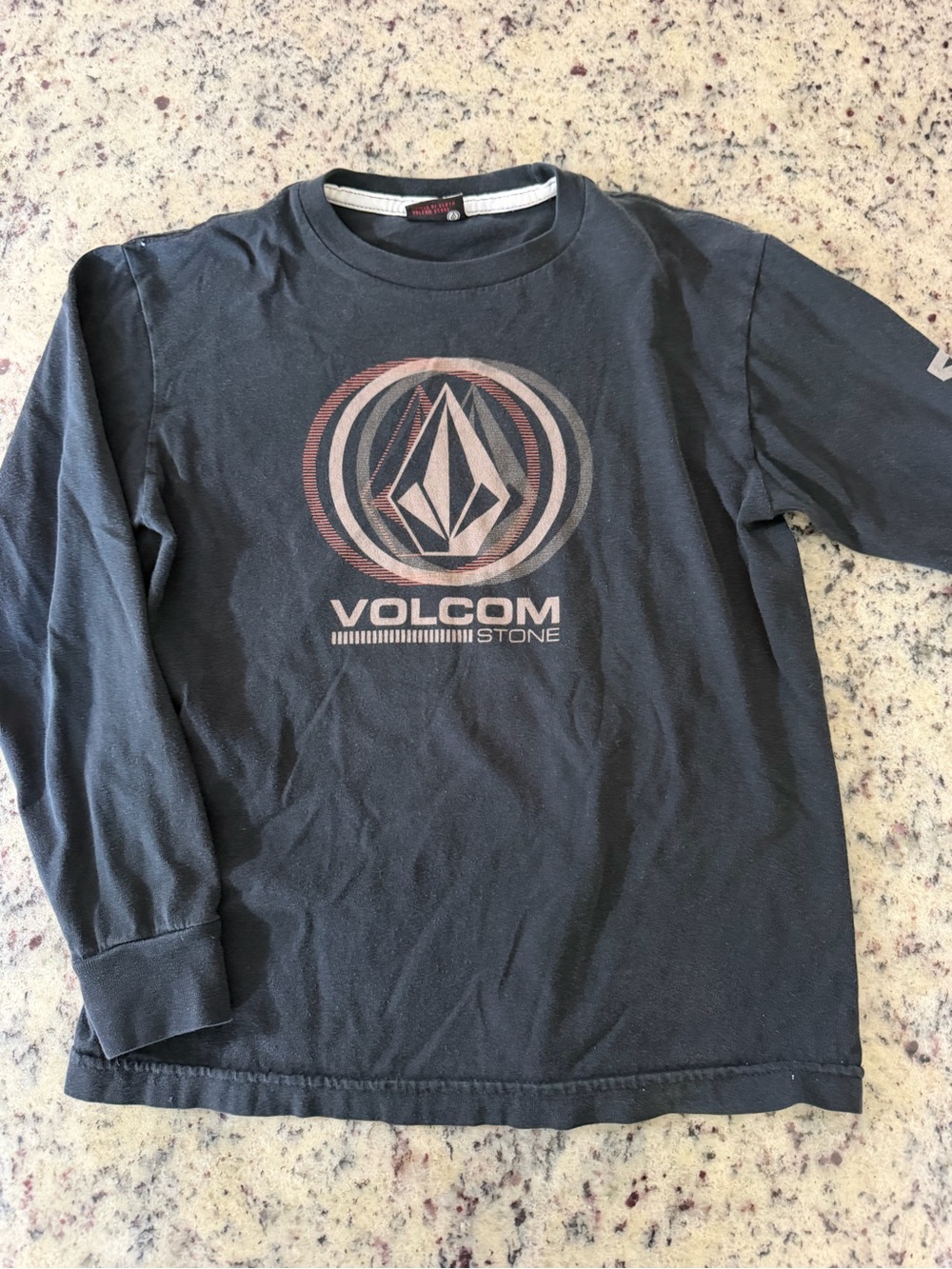 Volcom Black Long Sleeve Logo Tee with Faded Graphic